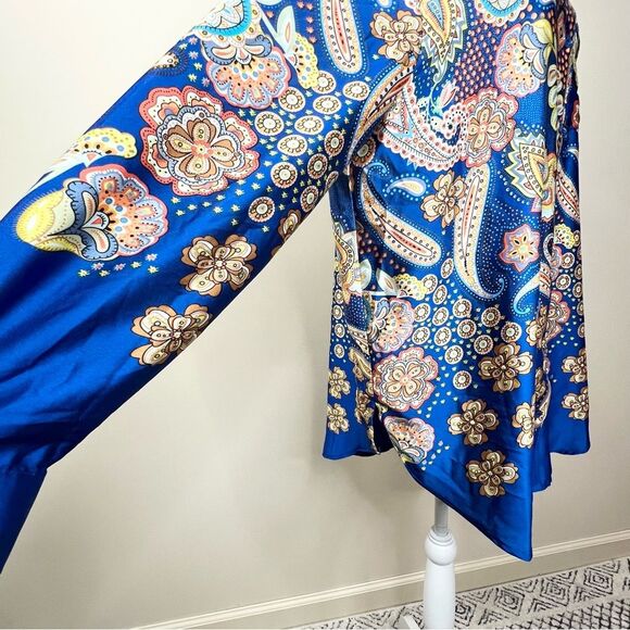 Nasty Gal Paisley Print Oversized Button Down Shirt Cobalt US 10 - Picture 5 of 12